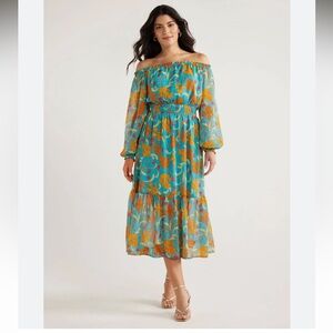 Sofia by Sofia Vergara Blue and Orange Floral Dress size small